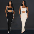 C6950 cross-border   fashion women's sexy backless cami two-piece long dress set