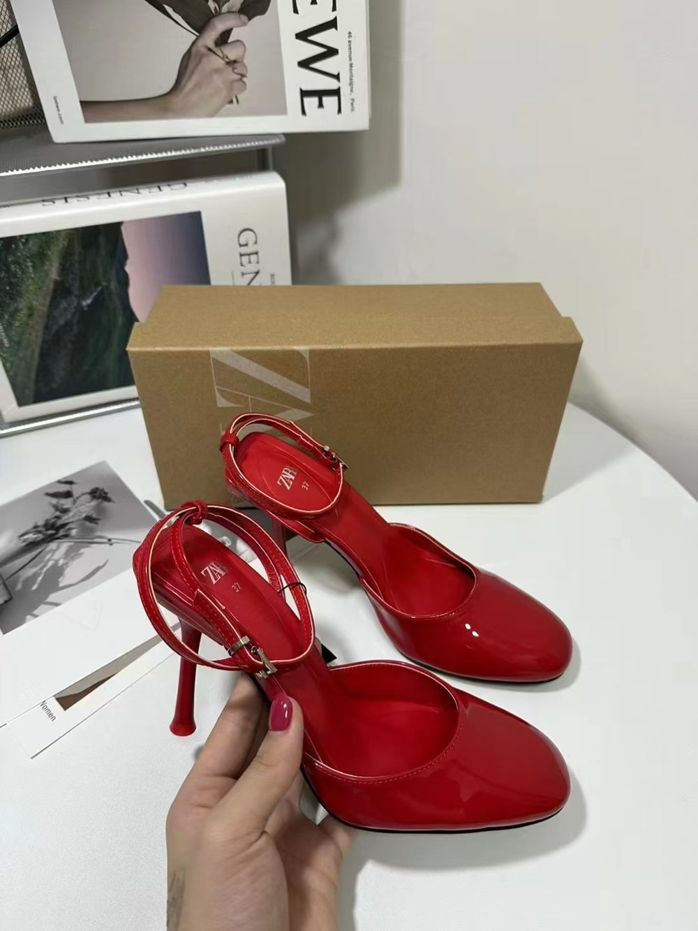 Za2024summernew arrival high heels stiletto toe cap flats sandals strap buckle hollow round toe european and american women's shoes
