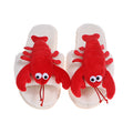 Autumn/winter open-toe cotton slippers for women - available in cute lobster/crab designs - plush, korean-style, wearable at home or out