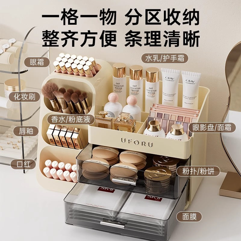 Desktop Cosmetics Storage Box Dresser Household Skin Care Product Shelf Premium Finishing Box Dust-proof Cosmetic Case