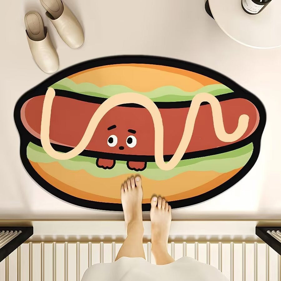 Cookie-shaped diatomaceous earth bath mat - cute cartoon design, absorbent, quick-drying, non-slip floor mat for home bathroom