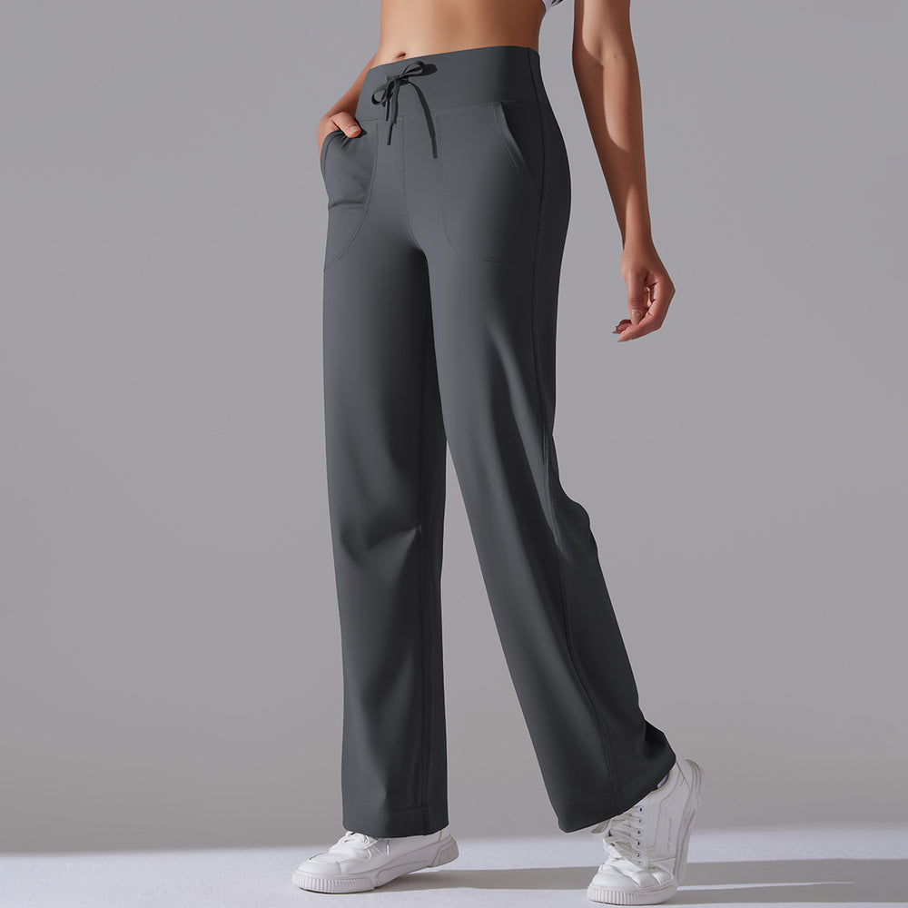 Naked new waistband drawstring loose pants high waist body shaping yoga clothes large flap pocket pants on both sides sports wear fitness pants