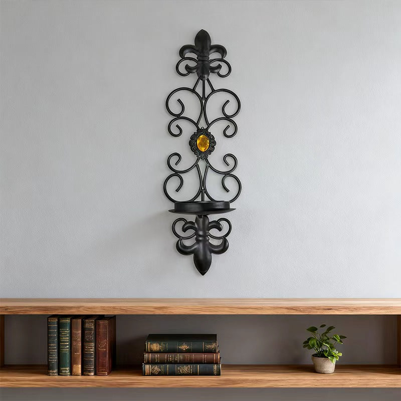 European retro minimalist wavy iron candle holder with electronic candles for a romantic ambiance in living room or dining table