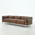 Designer medieval style oil wax leather sofa lc3 bauhaus living room straight row small apartment three-person slotretro sofa