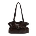 2026 early spring hot-selling chic handbag - women's unique leather belt-embellished high-end underarm bag - large capacity commuter bag