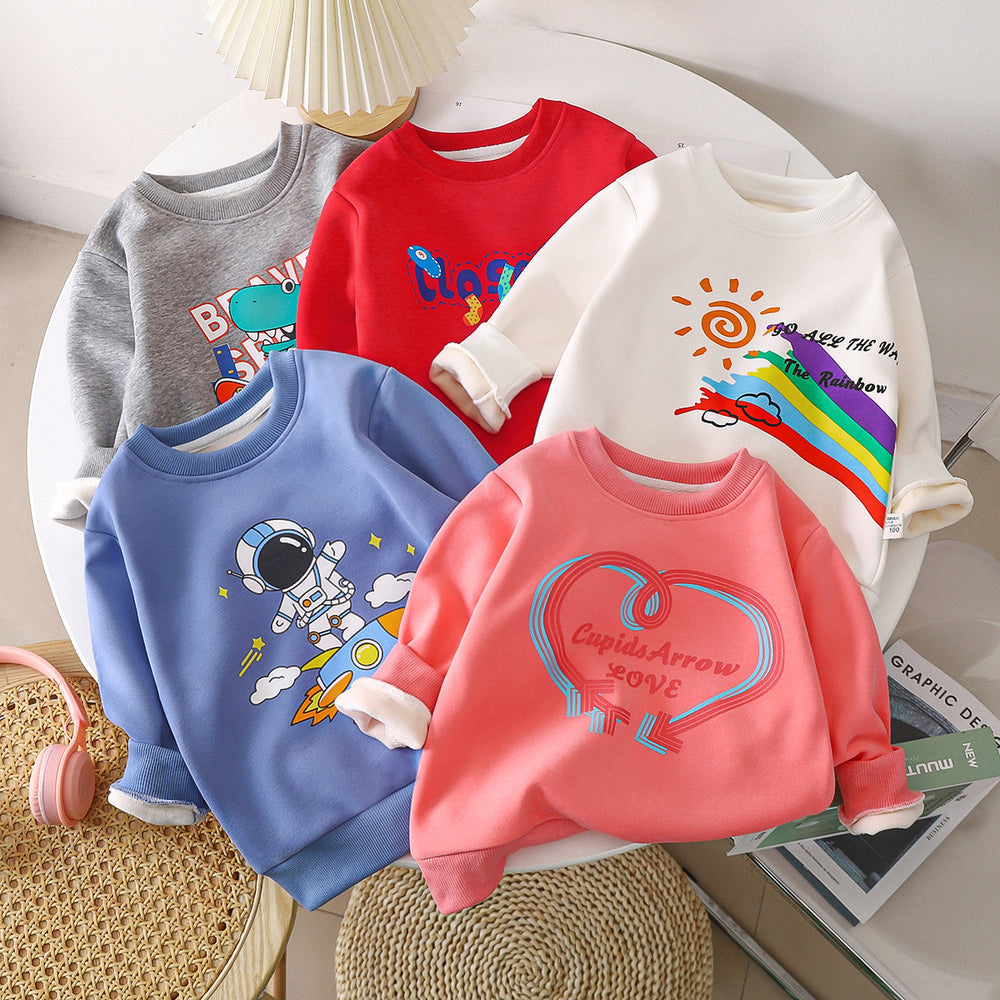 Children's hoodies:  autumn collection - thickened long-sleeve t-shirts for boys and girls, infant and toddler pullover tops