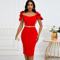 D528  european and american women's clothing socialite elegant 3d floral elegance banquet dress bodycon cross-border dress