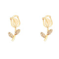 Korean dongdaemun tulip cat's eye stud earrings - unique design, trendy & ethereal, high-end earrings for women
