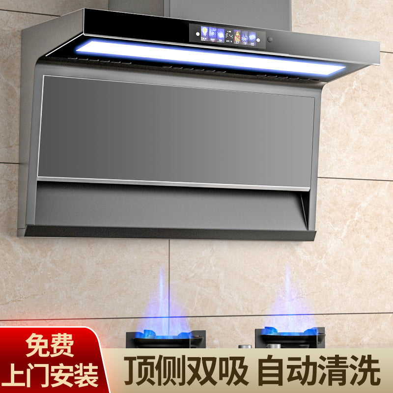 Wholesale high suction range hood for home kitchen 7-shaped small new arrival free disassembly and washing top side double range hood