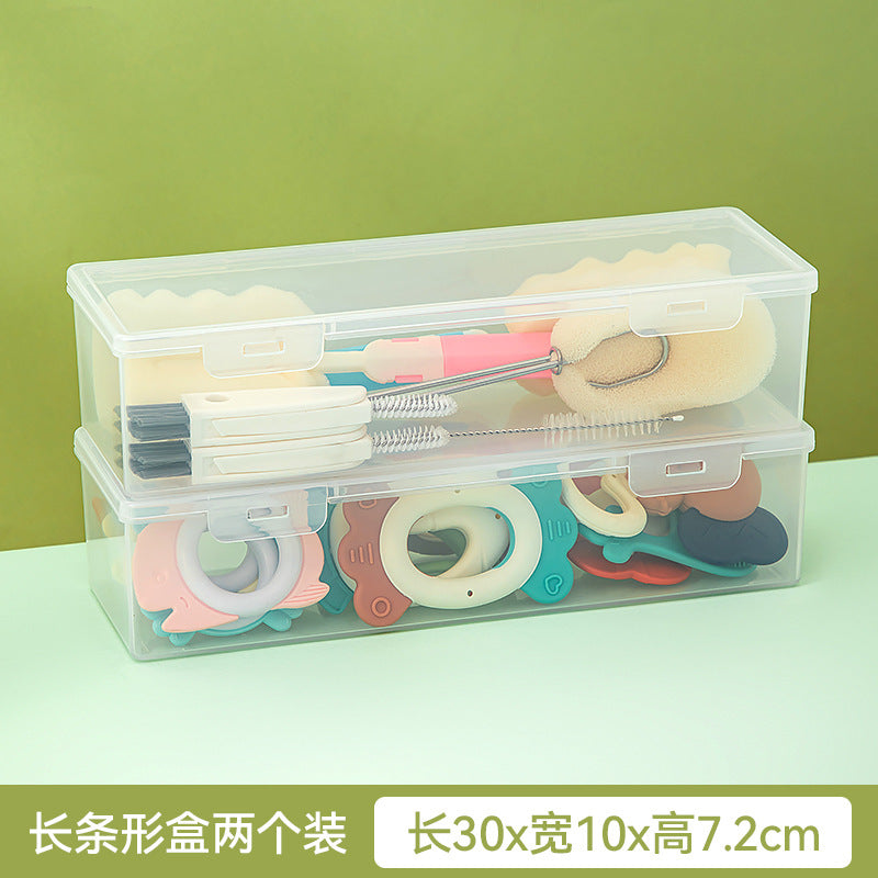 Plastic bottle pacifier grid storage box with lid dustproof desktop transparent molar stick baby toothpaste storage box