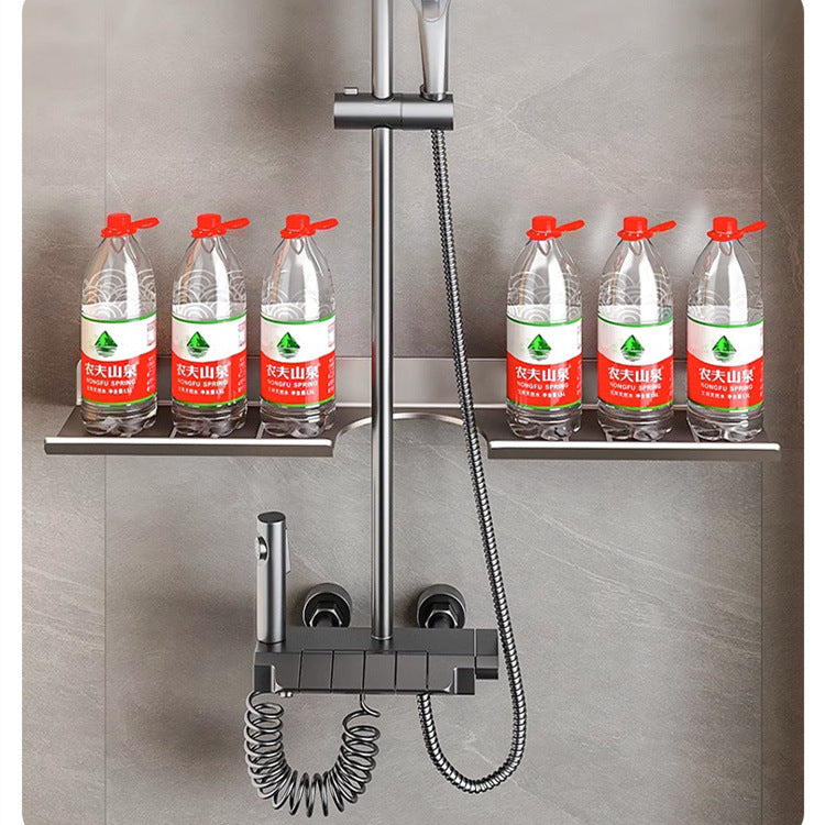 Shower Room Shower Bracket Shelf No Punching Space Aluminum Bathroom Cosmetics Shampoo Body Wash Storage