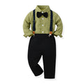 cross-border notice boyssuitlong sleevesprintingshirtoverallskids gentleman's dress first birthday costume