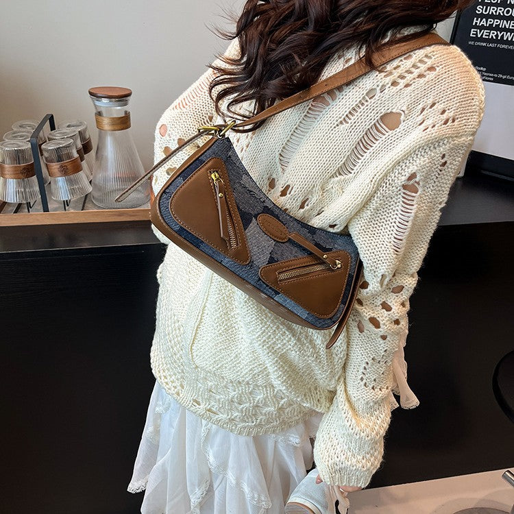 Cross-border 2025 new fashion baguette bag women's shoulder bag to work commuter messenger bag versatile bag retro style