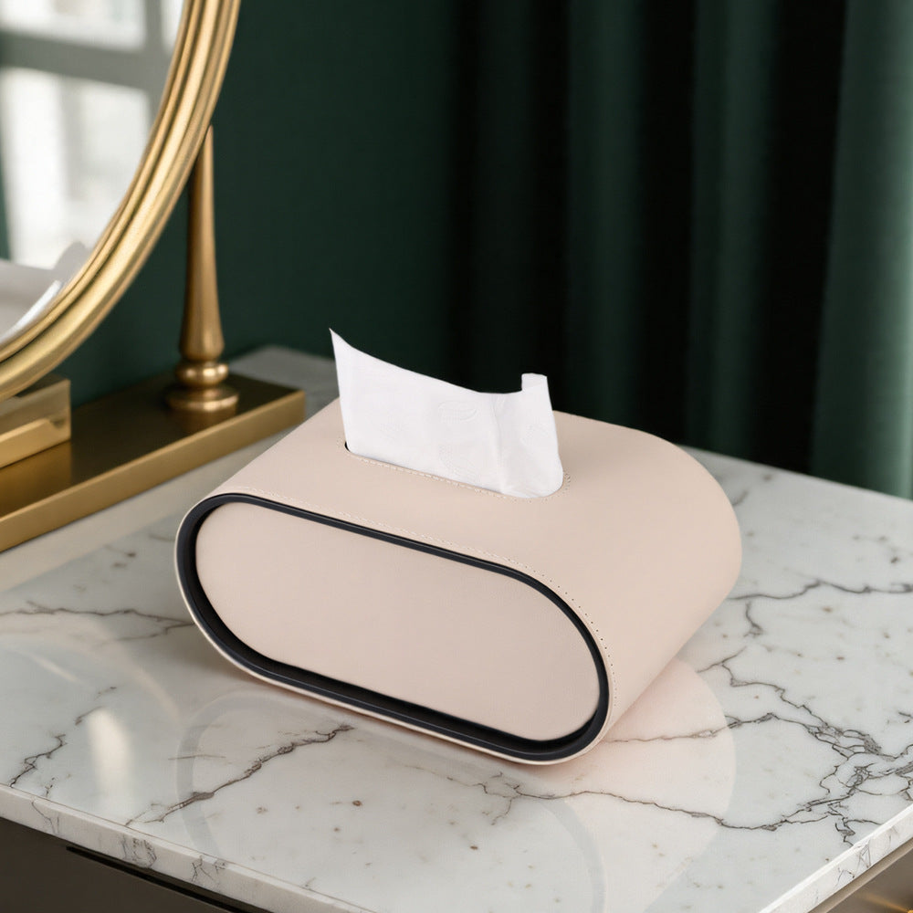 Oval tissue box, living room, high-end home dining room, creative light luxury coffee table, desktop remote control, storage and paper drawing