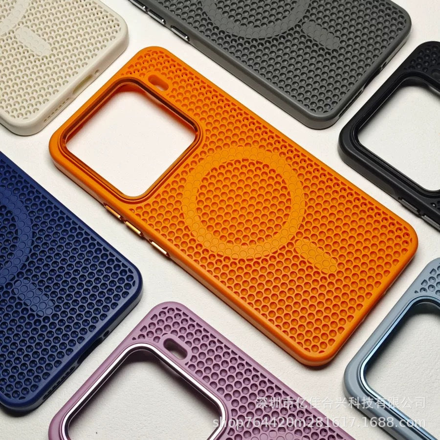 Premium metal lens compatible xiaomi 15 magsafe magnetic honeycomb cooling phone case, redmi k80 drop-proof