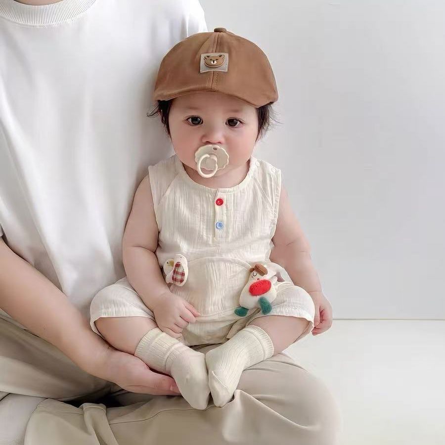 Summer lightweight sleeveless baby romper - newborn bodysuit, cartoon crawling suit for boys and girls