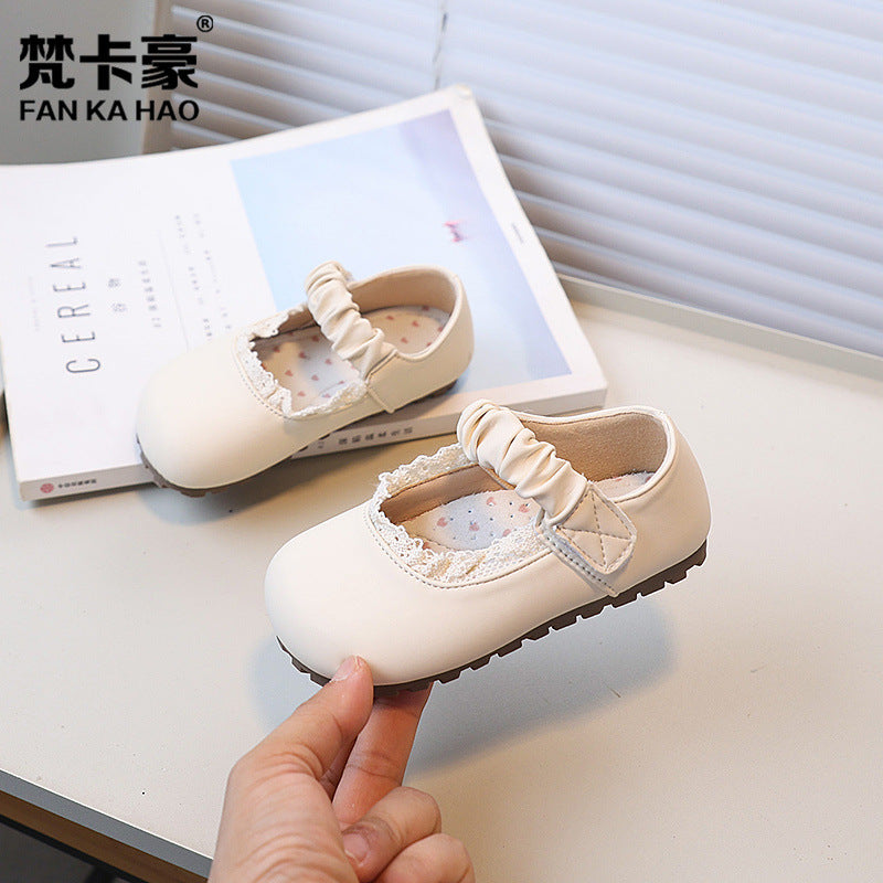 Manufacturer girls' white french style flats -  autumn new collection - soft sole leather shoes for children