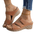 Plus sizeexportnew arrivalwomen's summer open toe outwear slippers thick sole wedge beach one-line plus size sandals