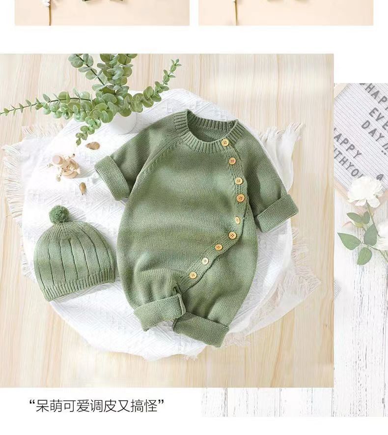 Baby knitting onesie fall and winternewborn baby boy and girl sweater cute heattech romper 016