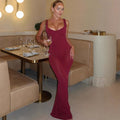 European and american style women's new arrival cross-border fashion elegant slim-fit patchwork sexy mesh backless spaghetti strap maxi dress