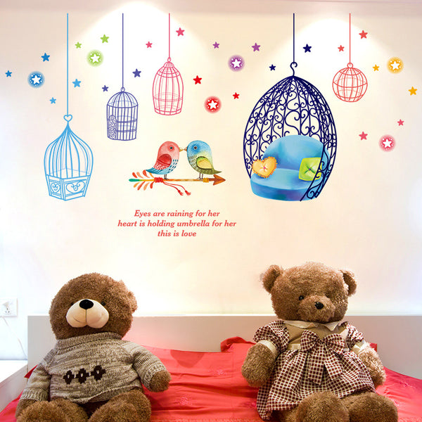Creative love bird's nest wall sticker living room bedroom wall wall sticker self-adhesive removable home decoration XL7190