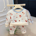 Autumn wintergirlthickened home wear suit baby heattech autumn clothes and long trousers trendy pajamas kids clothes children's clothing