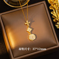 X-01-16 [titanium steel chain copper inlaid zirconium pendant]