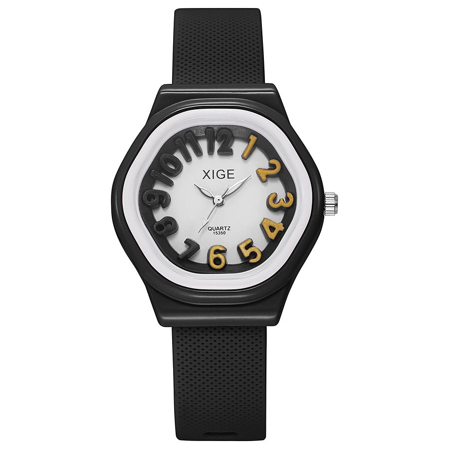 New candy-colored silicone strap waterproof women's watch student watch dopamine color block quartz watch - wholesale from manufacturer
