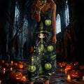 halloween pattern printing longdressv neckloose vacation suspender skirt