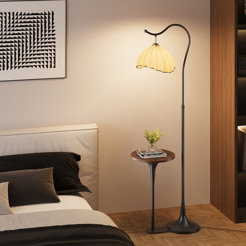 American retro double pillar floor lamp - creative study, living room, sofa side, walnut coffee table with storage shelf floor lamp