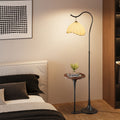 American retro double pillar floor lamp - creative study, living room, sofa side, walnut coffee table with storage shelf floor lamp