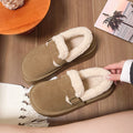 Women's winter fleece-lined snow boots, 2025 winter new collection, chunky sole round toe versatile loafers, slip-on warm cotton shoes