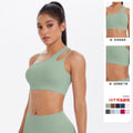 Asymmetrical one-shoulder yoga bra - barely-there sports bra with irregular straps - running & fitness tank top for women