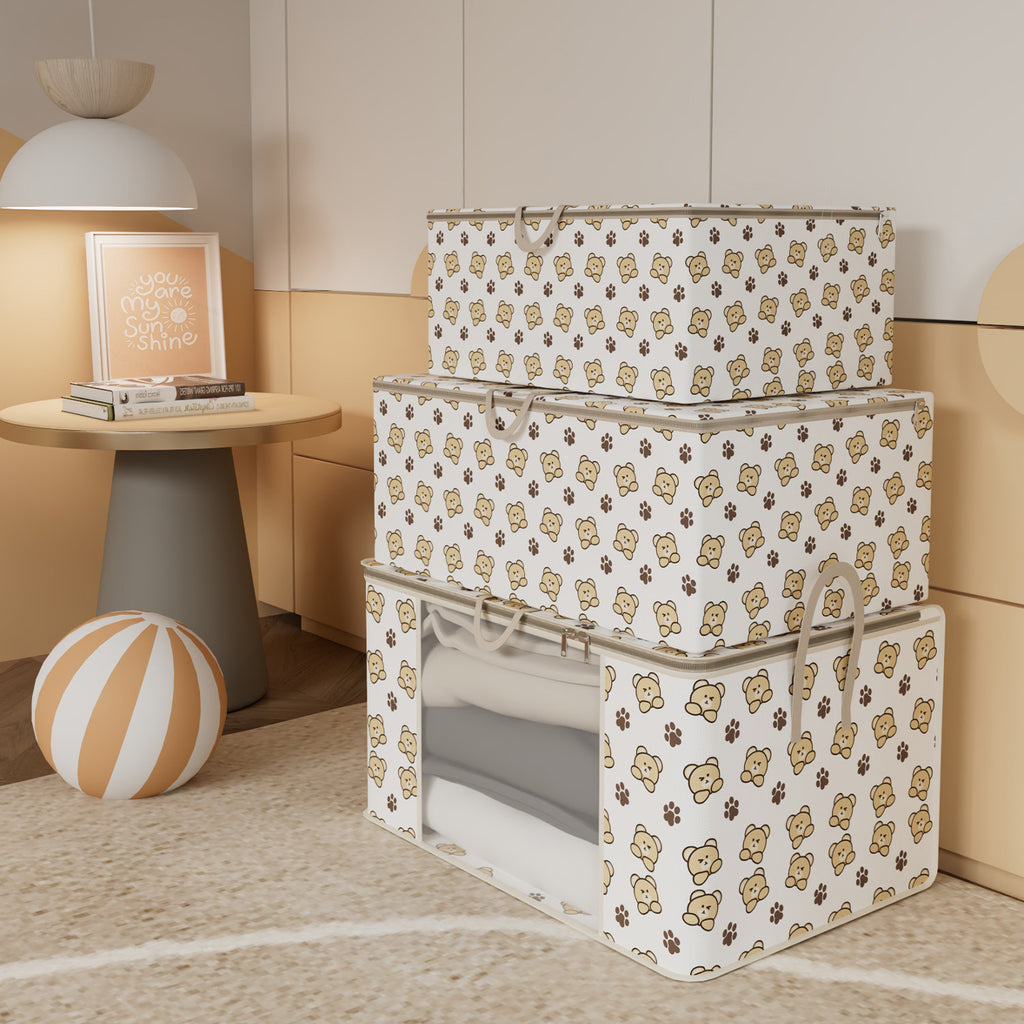 Printed bear moving bag 140g thickened non-woven duffel bag household quilt clothes sundries storage bag