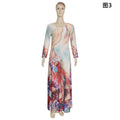 african plus size women's clothing:  &  printed round neck slimming a-line dress
