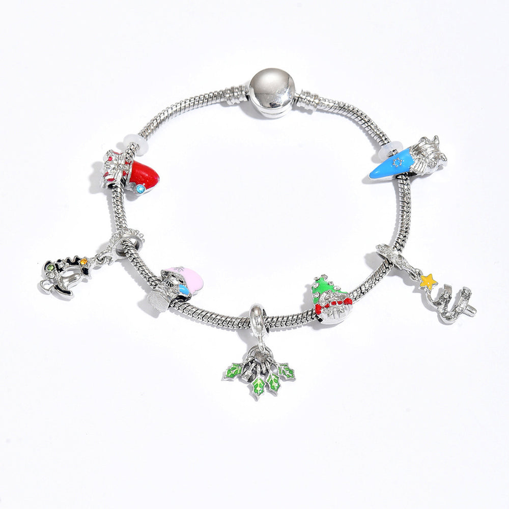 Christmas bracelet wholesale: european and american punk metal minimalist style christmas tree snowflake accessories, unique gift bracelets for women