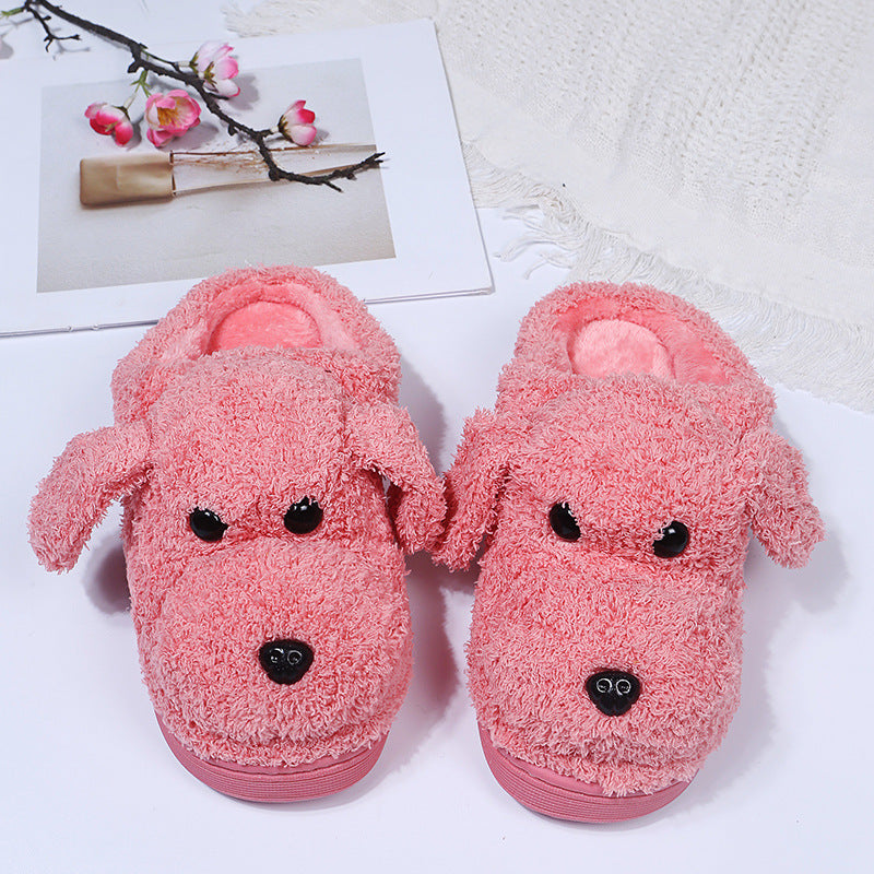 Home cotton slippers indoor winter heel cover couple cute cartoon women's heattechfleece-lined flats slippers fall and winter