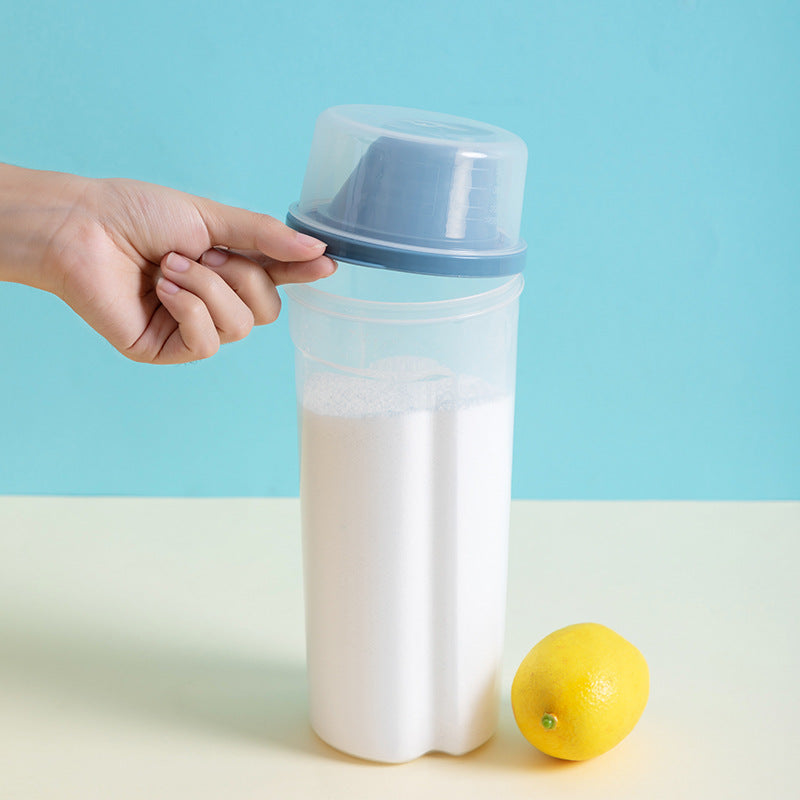 Household transparent washing powder storage tank Plastic moisture-proof sealed box Storage tank Cleansing products sub-packing box with measuring cup