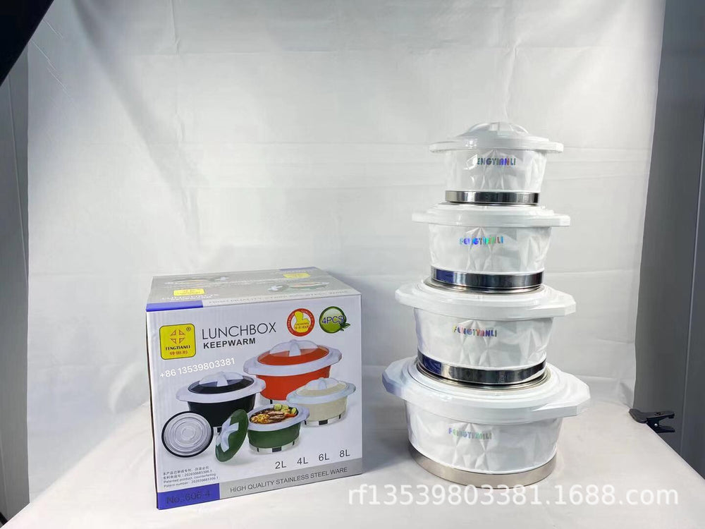 Lunchbox keep warmexport4pcs diamond point thermal insulation box color body 2l, 4l, 6l, 8l