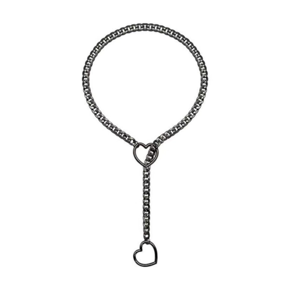 2025 amazon export new heart ring sliding chain necklace - trendy punk cuban y-chain design for women