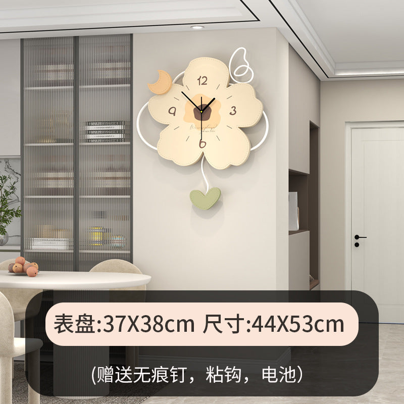 Clock wall clock living room Internet celebrity home lighting decoration home fashion creative clock wall cream wind advanced sense