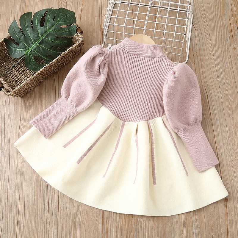 Girls' knitted sweater dress - autumn/winter  new collection - bow detail, chanel-inspired sweet style