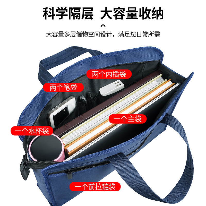 Waterproof business document briefcase canvas portfolio handbag conference printable information bag large capacity