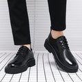 Thick sole leather shoesmencut out british soft leather business formal shoes big toe shoes low anklecasual wedding groom heightening shoes