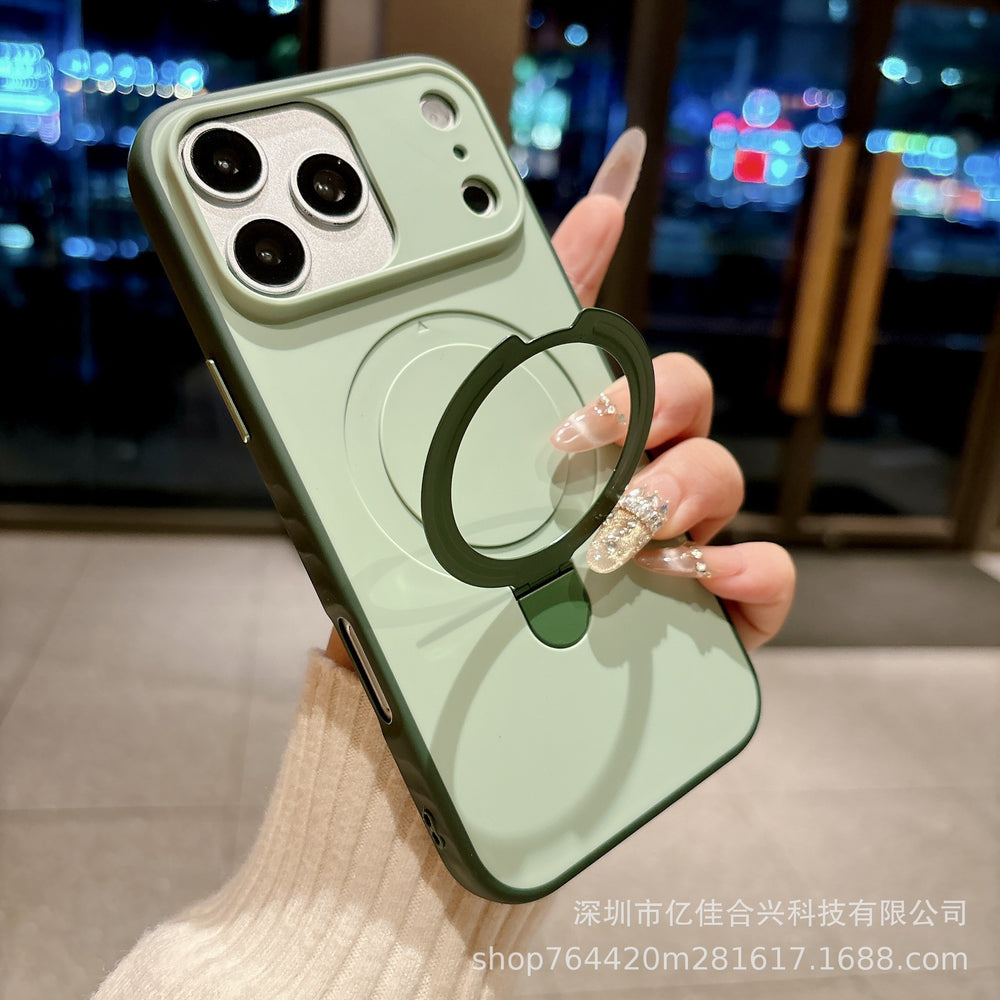 New skin-feeling anti-slip edge suitable for iphone17promax mobile phone case apple 16 metal bracket anti-fall cross-border