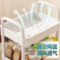 Mobile rolling cart organizer - floor standing kitchen & bathroom storage rack with wheels - multi-tier storage for bedroom & living room