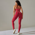 fashion seamless tight back sports intimates breathable high elastic yoga suit running fitness two-piece set