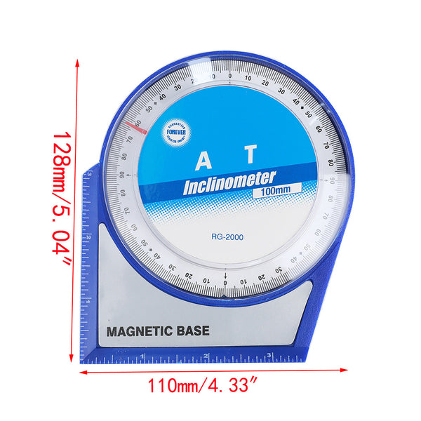 HUOTO4 * 90 degrees, plastic angle meter inclinometer angle ruler inclination meter ruler with magnetic tape