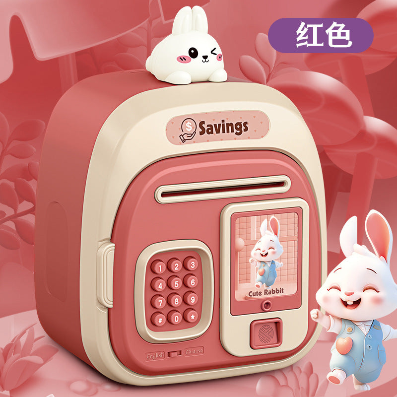 kids cartoon piggy bank multi-function large capacity dual-mode unlocking automatic sensor money-saving toy