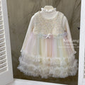 Girls' fashionable sweet tutu dress - fleece-lined gradient color vest dress with mesh skirt